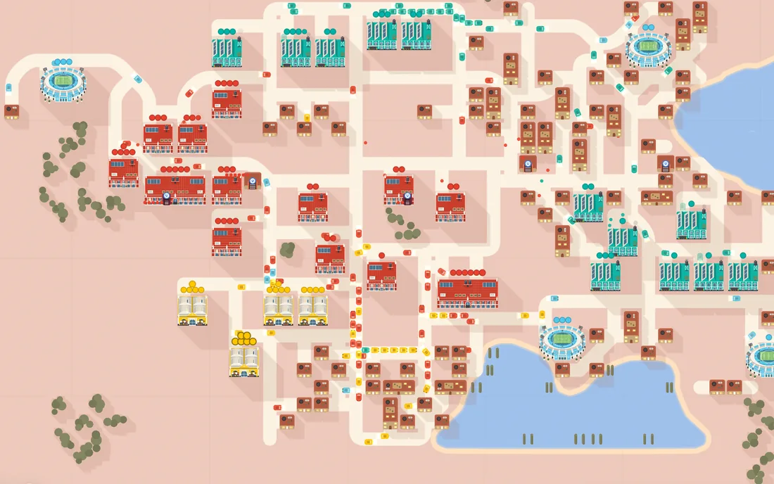 Mexico City map with a lake east of centre
